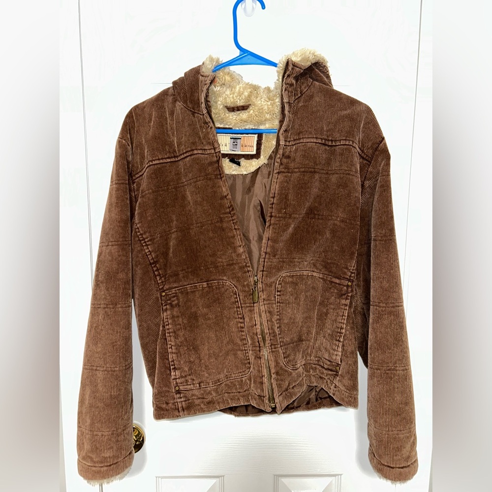 Women’s Brown Corduroy Jacket with Sherpa Hood